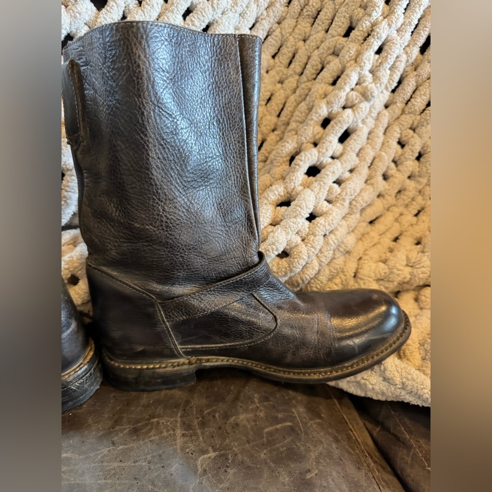 Bed Stu Black Leather Combat Boots - Picture 6 of 12